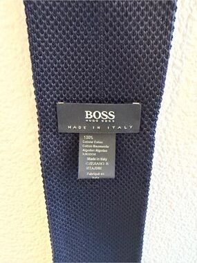 BOSS Navy Textured Knit Tie